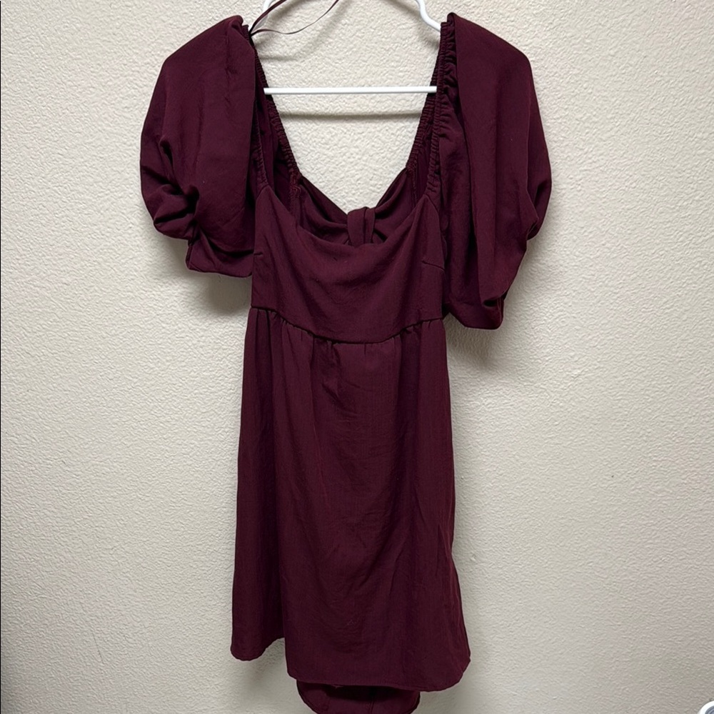 Francesca's Collections Red Puff Sleeve Mini Dress